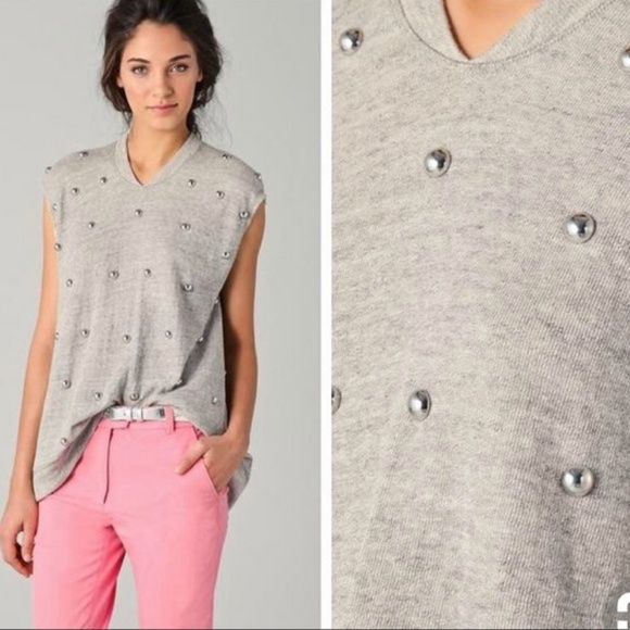 3.1 Phillip Lim Tops - 3.1 Phillip Lim Gray Studded Oversized Sweatshirt